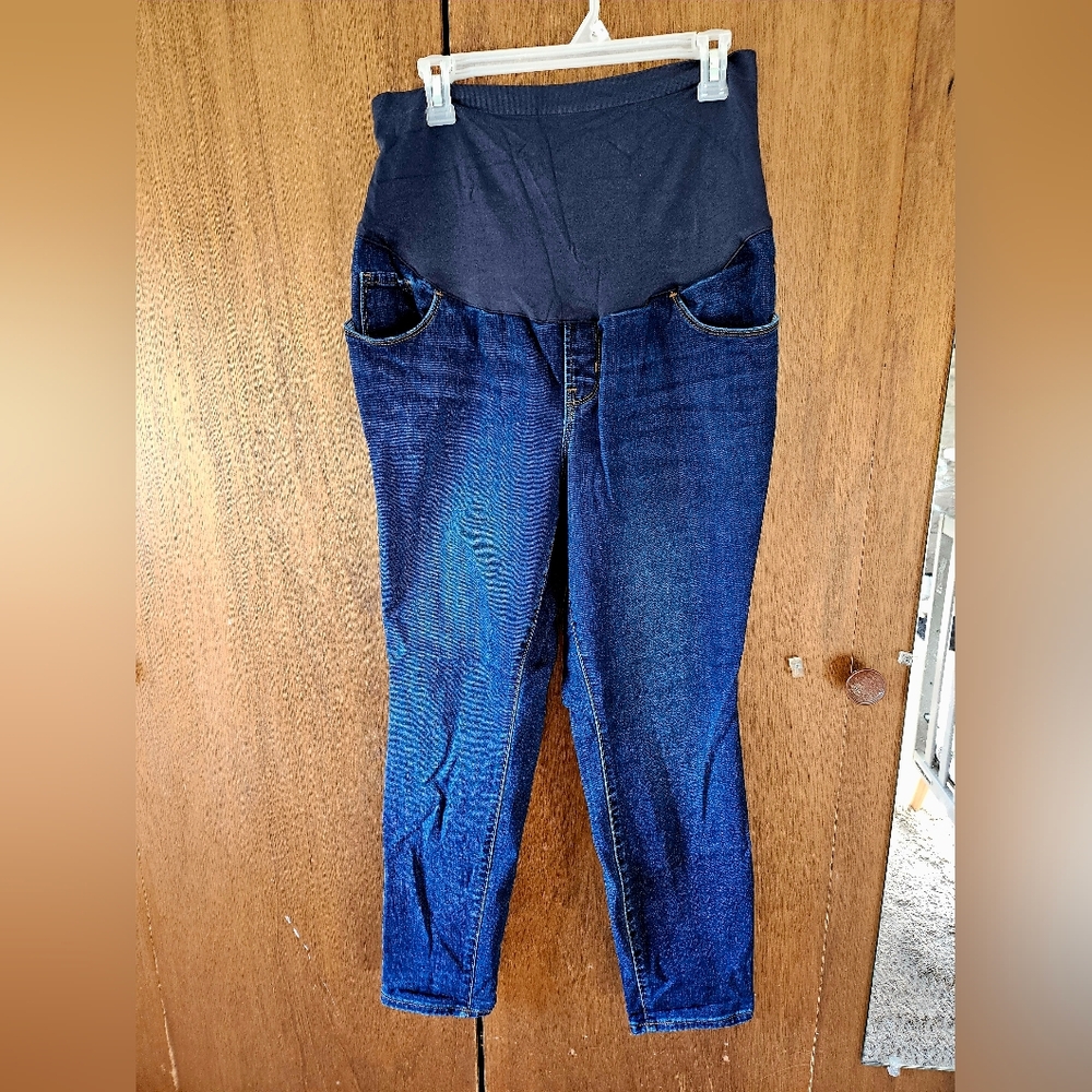 Old Navy Dark Blue Maternity Full Panel Skinny Jeans | Size 16